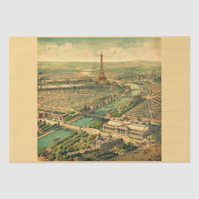 Vintage Antique Paris Print Tissue Paper (Front)
