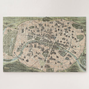 Vintage Antique Paris Street Map Jigsaw Puzzle