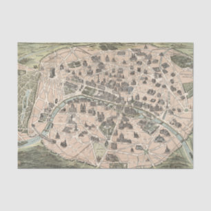 Vintage Antique Paris Street Map Tissue Paper