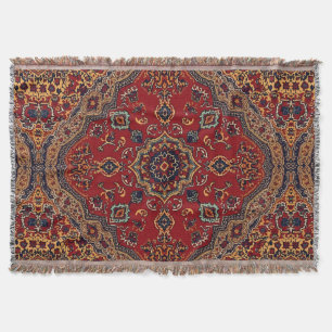 Vintage Antique Persian Oriental Turkish Pattern Throw Blanket