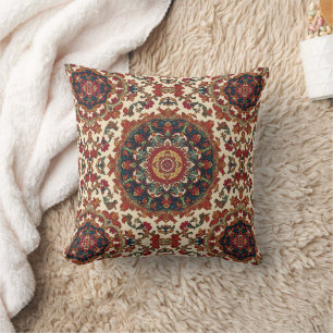 Vintage Antique Persian Oriental Turkish Pattern Throw Pillow