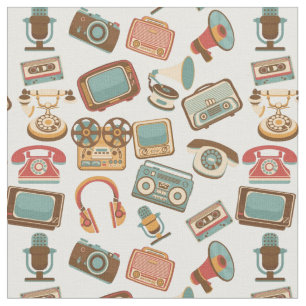 Vintage Antique Phones, TVs, Record Players, Movie Fabric