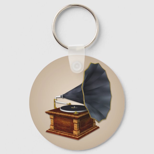 Vintage Antique Record Player Keychain (Front)