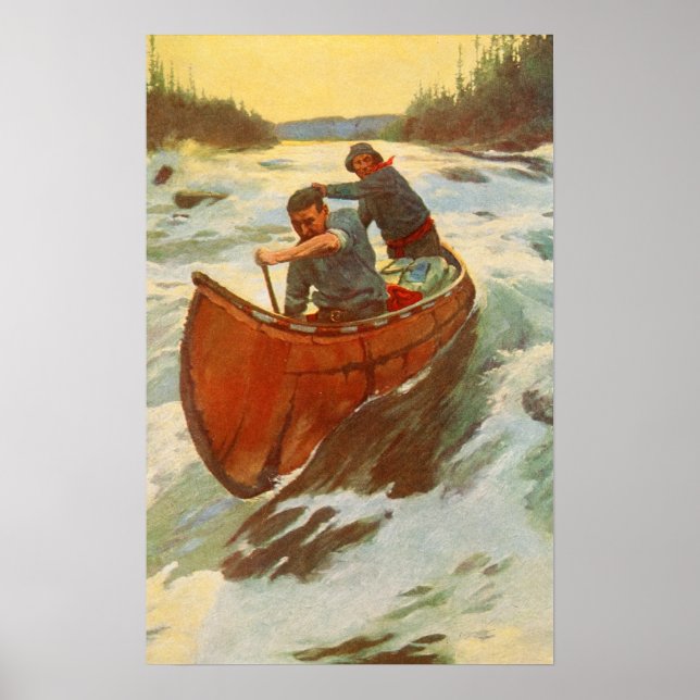 Vintage Antique River Rapids Canada Oliver Kemp Poster (Front)