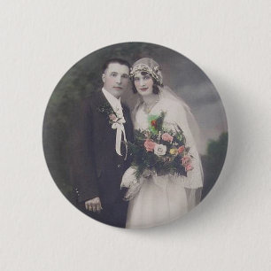 Vintage Antique Romantic Bride and Groom Photos 2 Inch Round Button