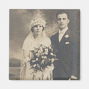 Vintage Antique Romantic Bride and Groom Photos Magnet
