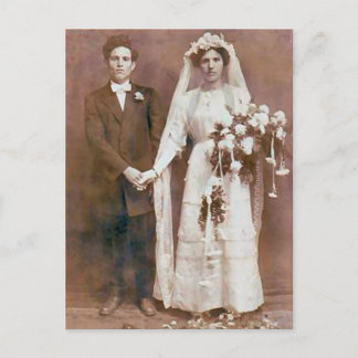 Vintage Antique Romantic Bride and Groom Photos Postcard