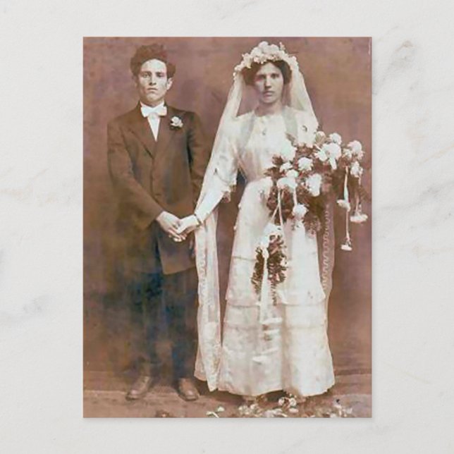 Vintage Antique Romantic Bride and Groom Photos Postcard (Front)
