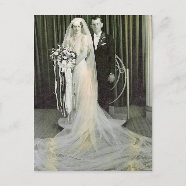 Vintage Antique Romantic Bride and Groom Photos Postcard (Front)