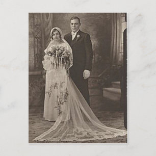 Vintage Antique Romantic Bride and Groom Photos Postcard