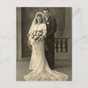 Vintage Antique Romantic Bride and Groom Photos Postcard