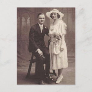 Vintage Antique Romantic Bride and Groom Photos Postcard