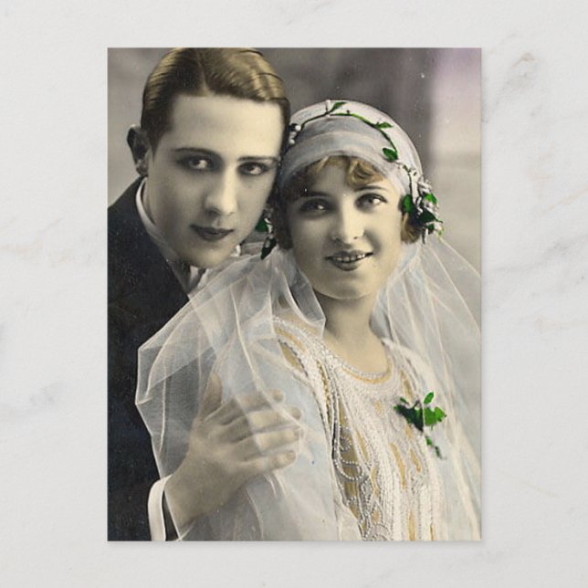 Vintage Antique Romantic Bride and Groom Photos Postcard (Front)