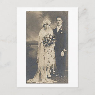 Vintage Antique Romantic Bride and Groom Photos Postcard