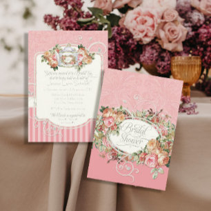 Vintage Antique Roses Floral Bouquet Modern Swirls Invitation