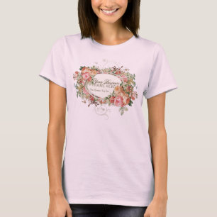 Vintage Antique Roses Floral Bouquet Modern Swirls T-Shirt