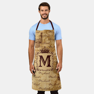 Vintage antique royal king world map rustic  apron