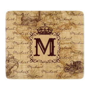 Vintage antique royal king world map rustic  cutting board