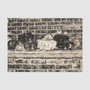 Vintage Antique Sepia Autumn Pumpkins Brick Tissue Paper