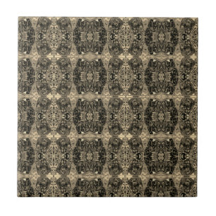 Vintage Antique Sepia Black Art Nouveau Tile