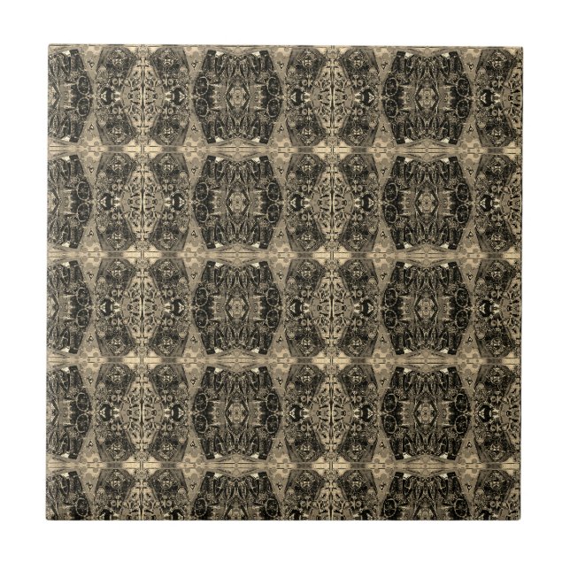 Vintage Antique Sepia Black Art Nouveau Tile (Front)