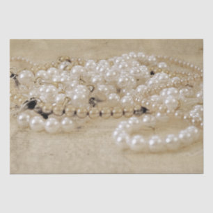 Vintage Antique Sepia Brown White Pearls Texture Tissue Paper