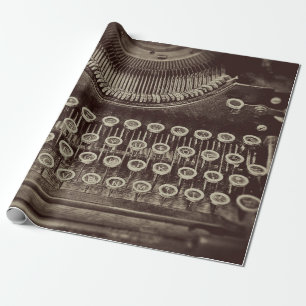 Vintage Antique Sepia Tone Old Typewriter Wrapping Paper