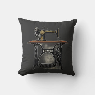 Vintage Antique Sewing Machine Throw Pillow