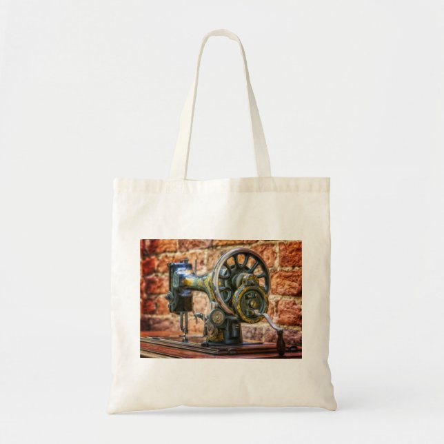 Vintage Antique Sewing Machine Tote Bag (Front)
