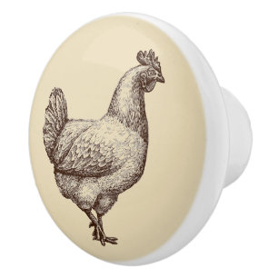 Vintage Antique Style Country Farm Chicken Hen Ceramic Knob