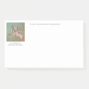 Vintage/Antique Teal&Blush Business Monogram Post-it Notes