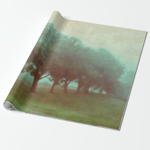 Vintage Antique Teal Texture Landscape Decoupage Wrapping Paper