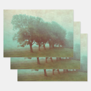 Vintage Antique Teal Texture Landscape Decoupage Wrapping Paper Sheet