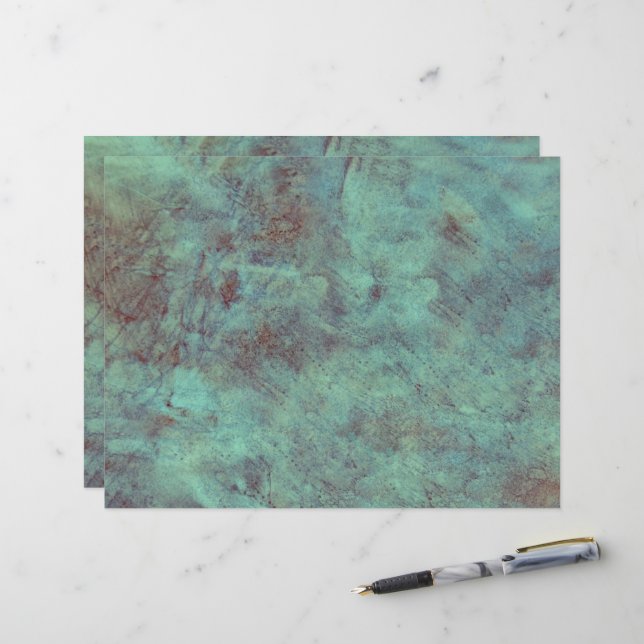 Vintage Antique Teal Turquoise Brown Texture (Front/Back In Situ)