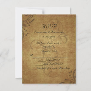 Vintage Antique Teastain Swirl Wedding RSVP