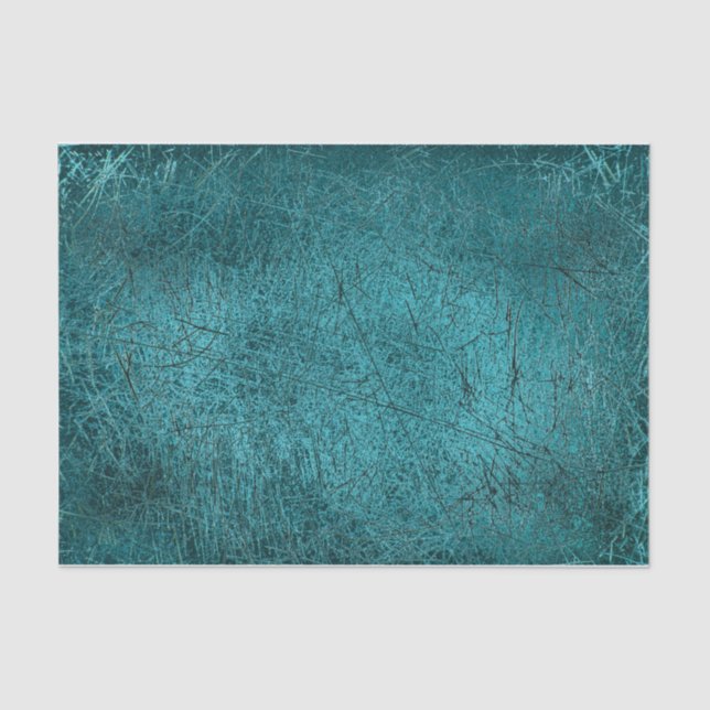 Vintage Antique Texture Teal Turquoise Scratches Tissue Paper (Front)