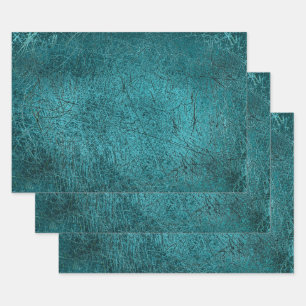 Vintage Antique Texture Teal Turquoise Scratches Wrapping Paper Sheet