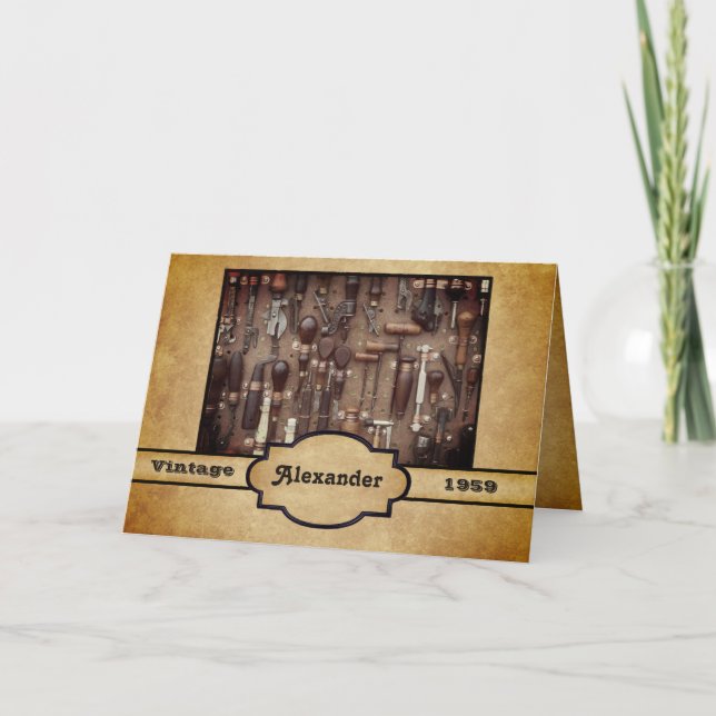 Vintage Antique Tools Woodworking  Birthday Card (Front)