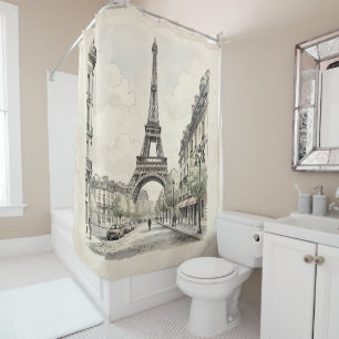 Vintage antique travel illustration of Paris