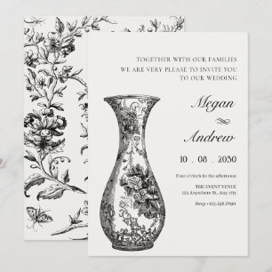 Vintage antique vase wedding invitation