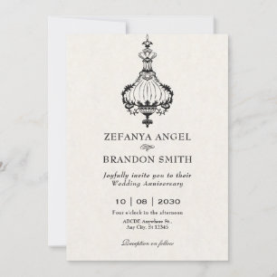 Vintage antique victorian chandeliers anniversary invitation