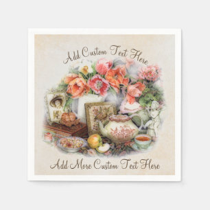 Vintage Antique Victorian Tea House Decor Custom Napkin