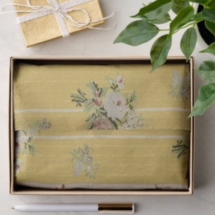 Vintage Antique Wallpaper Yellow Decoupage Tissue Paper