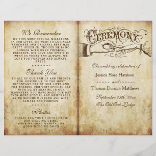 Vintage Antique Wedding Ceremony Program Templates