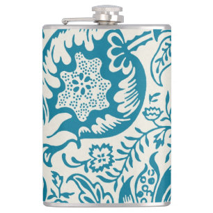 Vintage Antique William Morris Snake's Head Print  Hip Flask