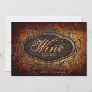 Vintage Antique Wine Party Tasting Leaf Invitation