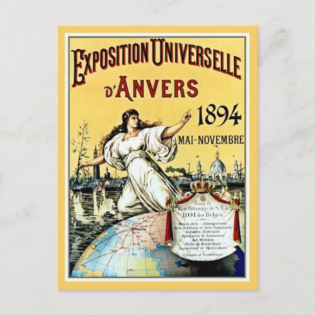 Vintage antique world expo Antwerp 1894 Postcard (Front)