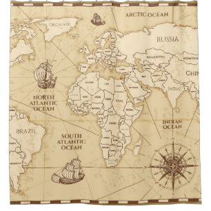 Vintage antique world map with countries boundarie