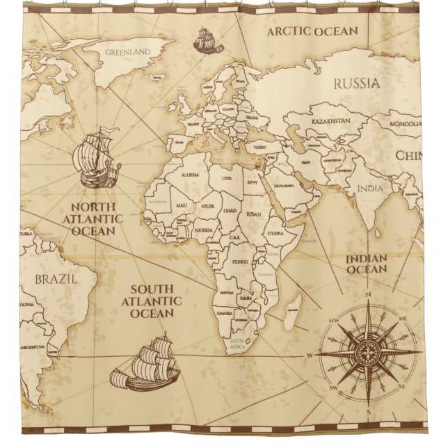 Vintage antique world map with countries boundarie (Front)