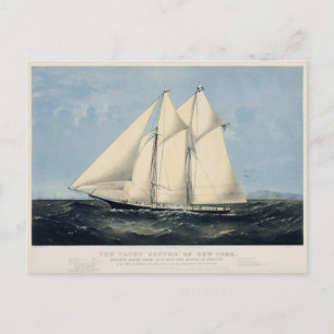 Vintage Antique Yacht Sailboat Seascape Postcard